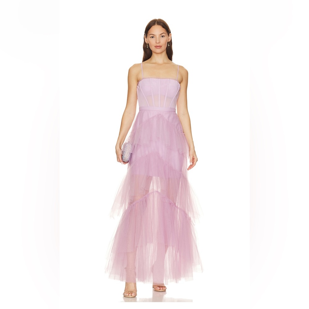 BCBGMAXAZRIA Corset Tulle Gown DUSTY Pink